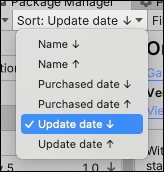 Выберите «Update date» в раскрывающемся меню «Sort».