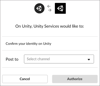 Авторизация Unity для подключения к вашему серверу Slack.