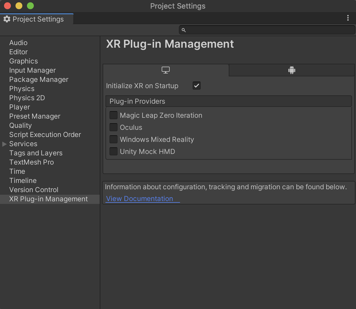 Примечание. Перед установкой XR Plug-in Management рекомендуется исправить все ошибки сценария, связанные с обновлением.