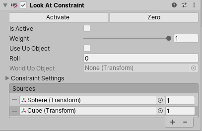 Компонент Look At Constraint