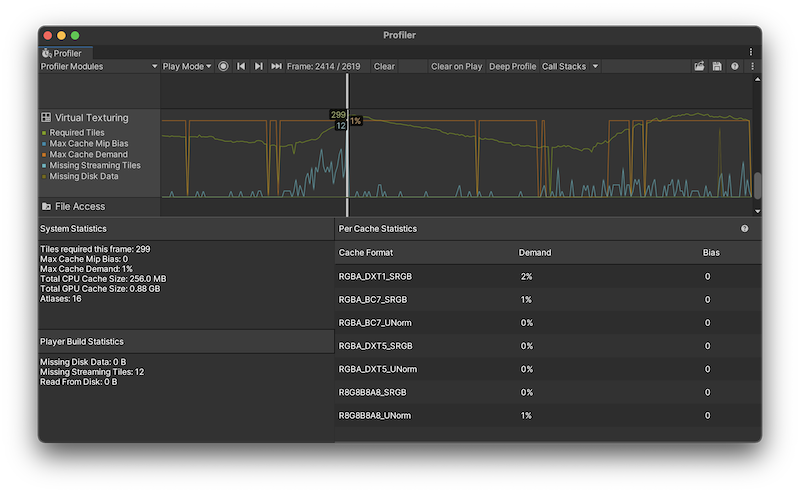 Модуль Virtual Texturing Profiler