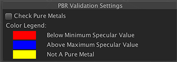 Настройки проверки PBR в режиме Validate Metal Specular