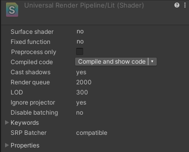 Вы можете проверить совместимость ваших шейдеров на панели инспектора для конкретного шейдера.